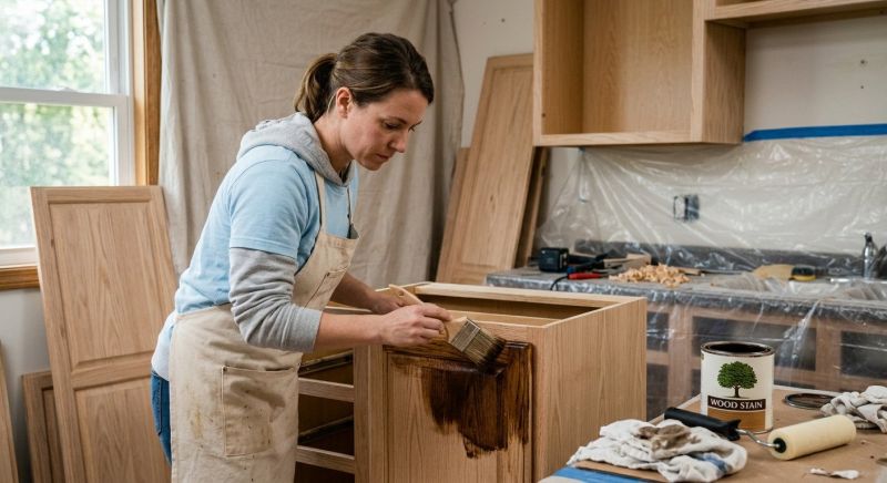 Built In Cabinetry Staining in Bloomington, IN